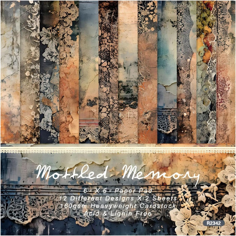 WLXTREE Scrapbook Paper,24 Sheets Vintage Decorative Craft Scrapbooking Paper Pad 6x6 Single-Side Printing Junk Journal Background Paper for Card Making Art Album Collage Scrapbook Supplies - Image 1